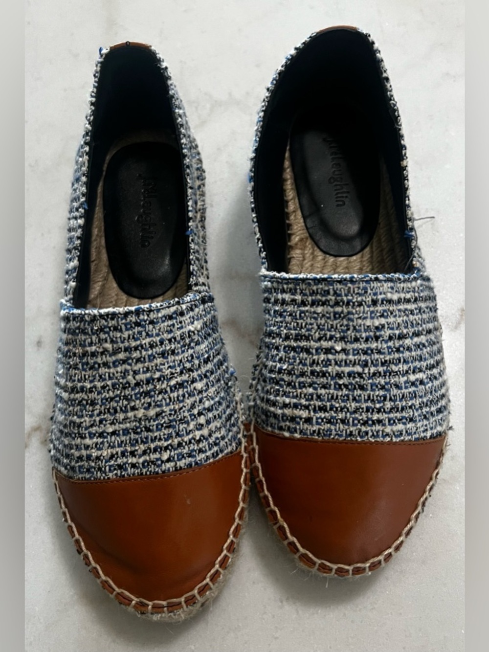 J Mclaughlin Espadrille Slip On Shoes Womens 6 Alexa Denim Natural Cap Toe Flats